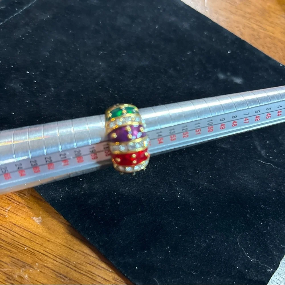 178 Joan Rivers Red, Blue, Green&Purple Enamel Rhinestone Gold Tone Dome 7.75 - Picture 6 of 10
